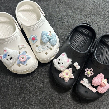 Аксесоар за сабо с панделково копче и подвижно цвете, DIY за лято