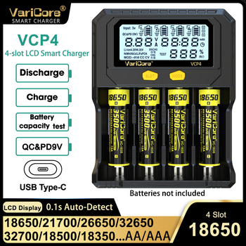 Varicore Inteligentni punjač za litijske baterije s testerom kapaciteta za 18650, 21700, 26650, AA, AAA