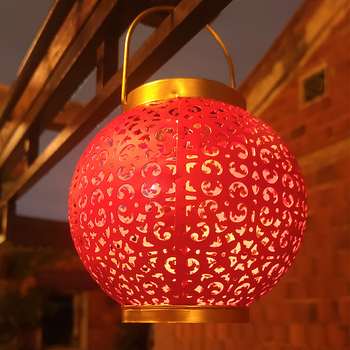 Ηλιακό φανάρι με σιδερένιο λαβύρινθο προβολής, IP65 αδιάβροχο εξωτερικό αυλής και κήπου, LED πηγή φωτός, 0,5 W, επαγωγικός διακόπτης, 6–12 ώρες λειτουργίας