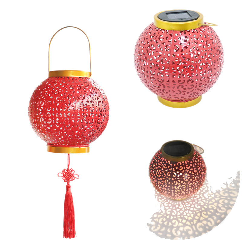 Ηλιακό φανάρι με σιδερένιο λαβύρινθο προβολής, IP65 αδιάβροχο εξωτερικό αυλής και κήπου, LED πηγή φωτός, 0,5 W, επαγωγικός διακόπτης, 6–12 ώρες λειτουργίας