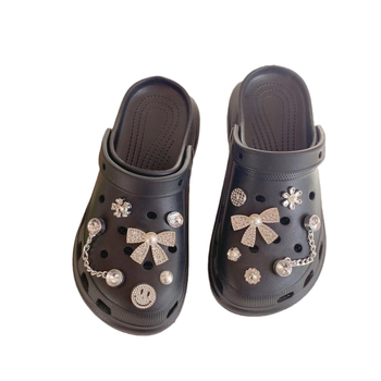 Обувни украси със свалящо се цветче и катарама, серия Smiley, модел H-159, подходящи за спортни обувки, чехли и други, за сезоните пролет, лято, есен, зима