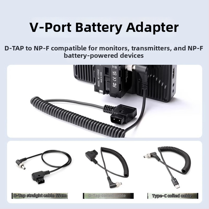 D-TAP na NP-F970/550/750 dvojstranný simulovaný batériový adaptér s držiakom na monitor – hliníková zliatina