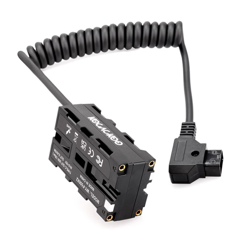 Adaptor baterie dummy D-TAP către NP-F970/550/750, cu două fețe, cu suport pentru monitor – aliaj de aluminiu