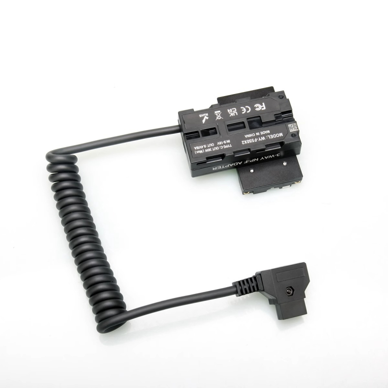 Adaptor baterie dummy D-TAP către NP-F970/550/750, cu două fețe, cu suport pentru monitor – aliaj de aluminiu