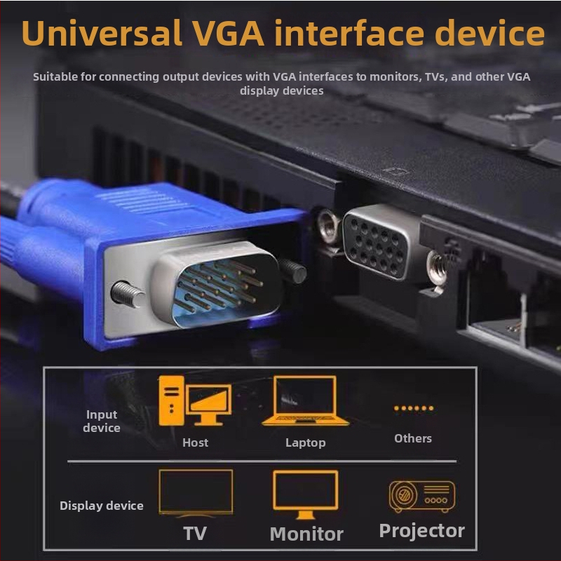 VGA kábel 3+6 EMI-stíněný pre stolný počítač, pripojenie monitora k televízoru a projektoru – video kábel