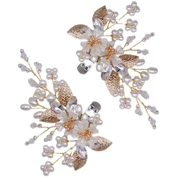 Odvojivi klips za cipele s perlastim cvijetom - Rhinestone cvjetni stil - Materijal: sintetički kristal - Pogodno za sandale, platnene cipele i papuče