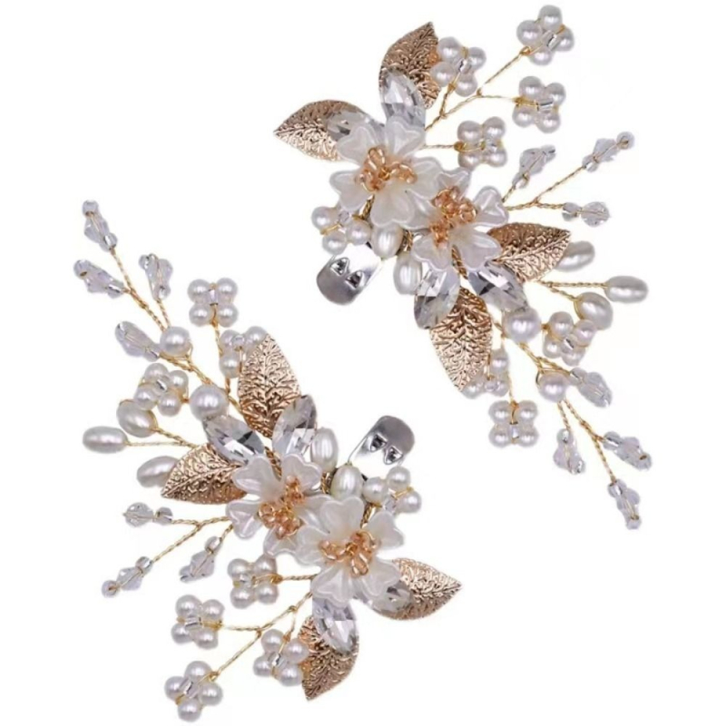 Odvojivi klips za cipele s perlastim cvijetom - Rhinestone cvjetni stil - Materijal: sintetički kristal - Pogodno za sandale, platnene cipele i papuče