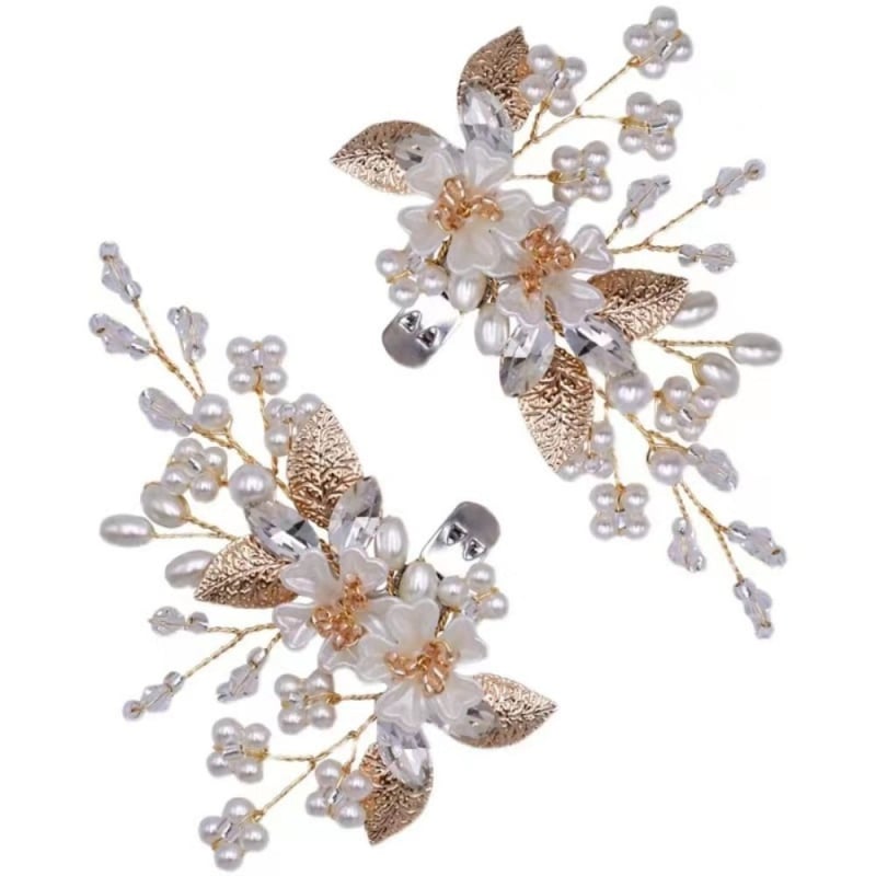 Odvojivi klips za cipele s perlastim cvijetom - Rhinestone cvjetni stil - Materijal: sintetički kristal - Pogodno za sandale, platnene cipele i papuče