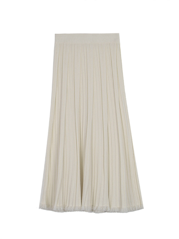 Elegantsna pletena midi suknja s resama, plisirana, u 3 boje, model N354B