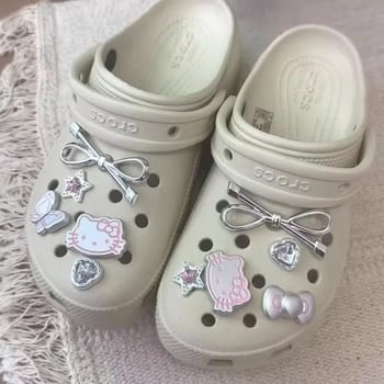 Crocs аксесоари: разглобяема катарама и украса във форма на цвете, анимационен стил, за сандали, ежедневни обувки, работни обувки и чехли