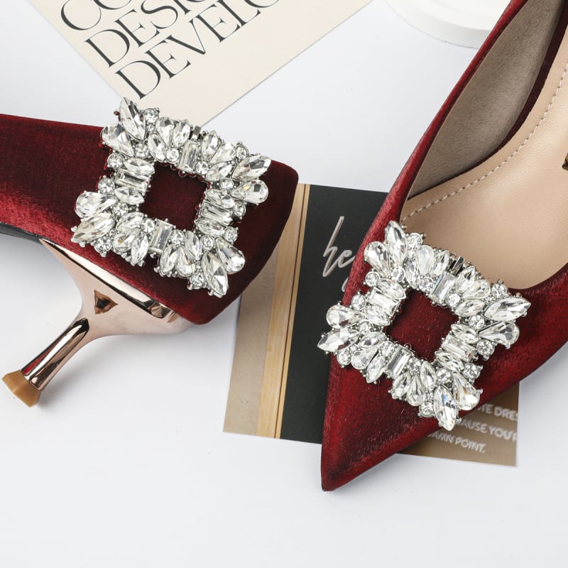 PXD-8868 Метален аксесоар за сватбени токчета — отделяем клип за цвете с кристално стъкло, цинкова сплав; 24 g; съвместим със спортни, кожени обувки, сандали, ежедневни и работни обувки