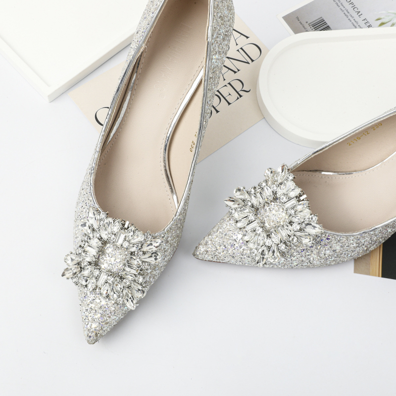 PXD-8868 Метален аксесоар за сватбени токчета — отделяем клип за цвете с кристално стъкло, цинкова сплав; 24 g; съвместим със спортни, кожени обувки, сандали, ежедневни и работни обувки