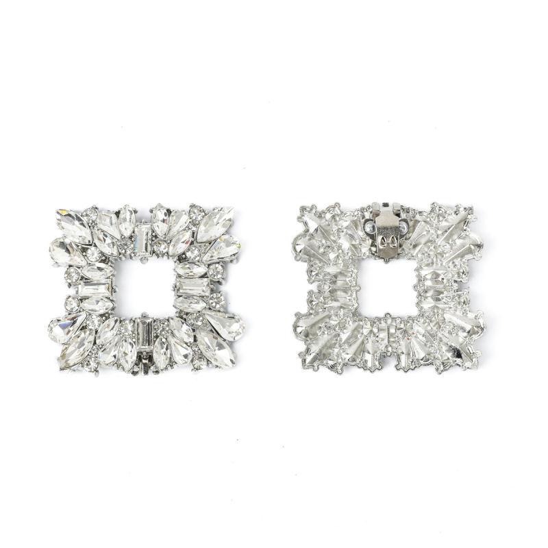 PXD-8868 Метален аксесоар за сватбени токчета — отделяем клип за цвете с кристално стъкло, цинкова сплав; 24 g; съвместим със спортни, кожени обувки, сандали, ежедневни и работни обувки