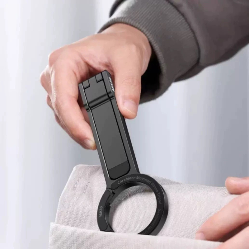 Θήκη τηλεφώνου με μαγνητικό καραμπίνερ, πτυσσόμενη, κατασκευή από κράμα αλουμινίου, επιτραπέζιο στήριγμα