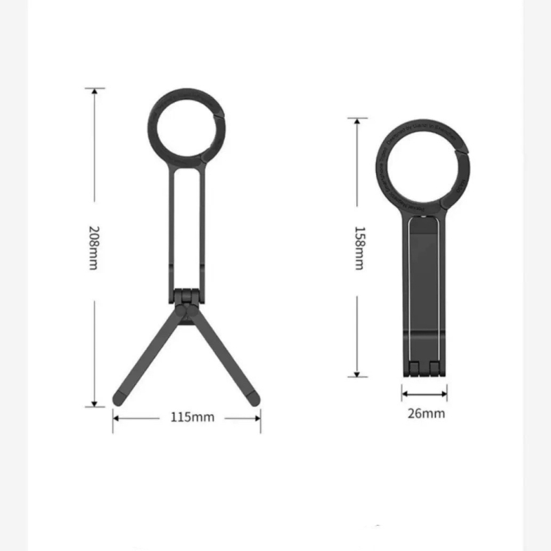 Θήκη τηλεφώνου με μαγνητικό καραμπίνερ, πτυσσόμενη, κατασκευή από κράμα αλουμινίου, επιτραπέζιο στήριγμα