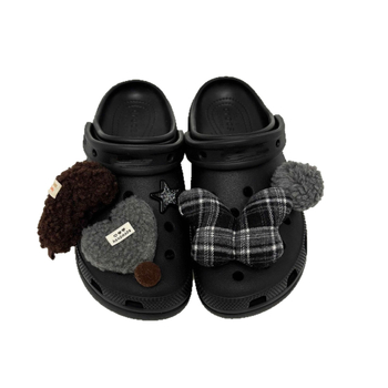 Обувни аксесоари с модел Plaid Butterfly, помпон от агнешка вълна и плюшена украса върху повърхността на обувката, подходящи за джапанки и пантофи, за всички сезони