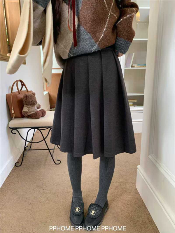 Plisirana vunena midi suknja, mikroelastična, bez glačanja, fakultetski stil