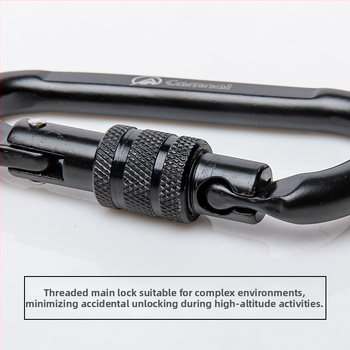 Kanle D-tip karabiner od karbonskog čelika s zaključavanjem, za vanjsko penjanje, nosivost 30 kN