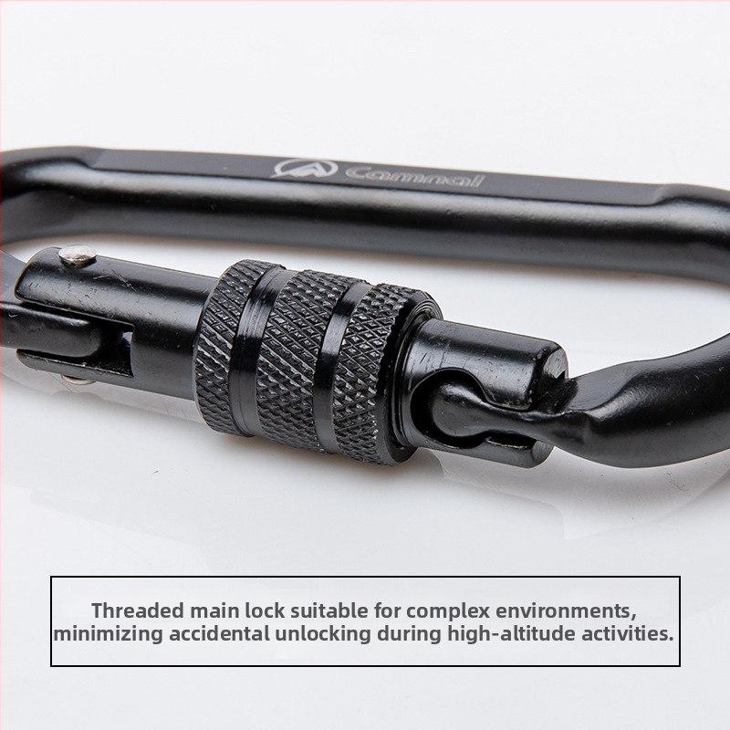 Kanle D-tip karabiner od karbonskog čelika s zaključavanjem, za vanjsko penjanje, nosivost 30 kN