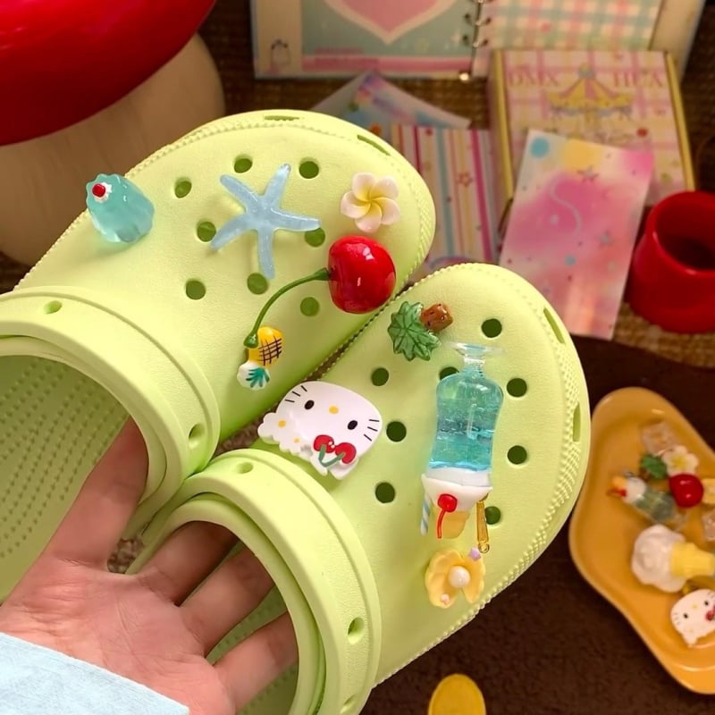 Kuka za cipele s cvjetnim ukrasom, za Crocs-stil cipele, uklonjiva, Cartoon Paradise stil, ljeto, Model 20255303, Kompatibilno s 1326527568, Marka Other