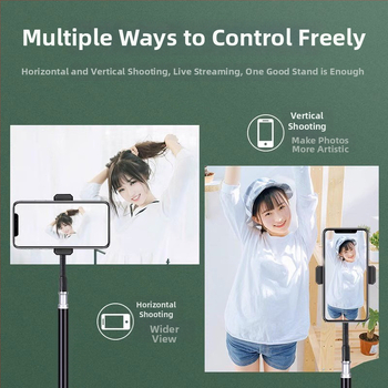 Podlahový stojan s klipom na telefón/tablet, voľne nastaviteľný, ABS+kovová konštrukcia, nosnosť až 2 kg