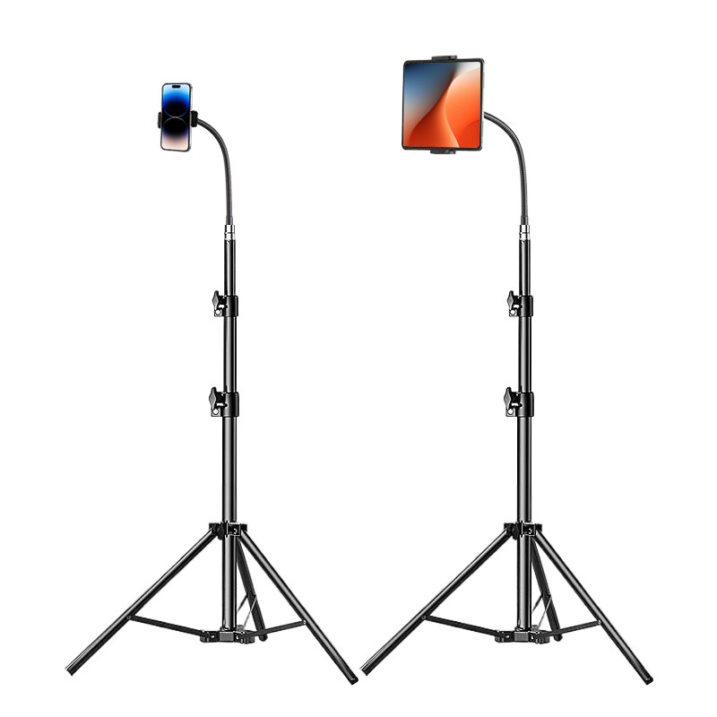 Podlahový stojan s klipom na telefón/tablet, voľne nastaviteľný, ABS+kovová konštrukcia, nosnosť až 2 kg