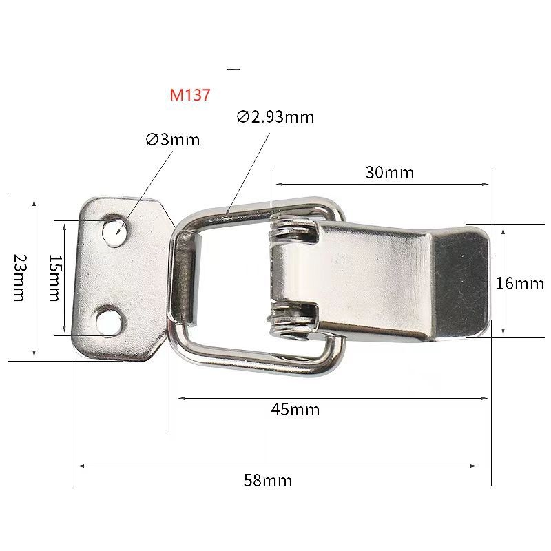 Flat mouth lock (Materijal: nehrđajući čelik / niklirano željezo; Model: M119 / M137; Specifikacije: M-119 niklirano željezo; M-119 304 nehrđajući čelik; M-137 304 nehrđajući čelik; Kod proizvoda: M119/M137)