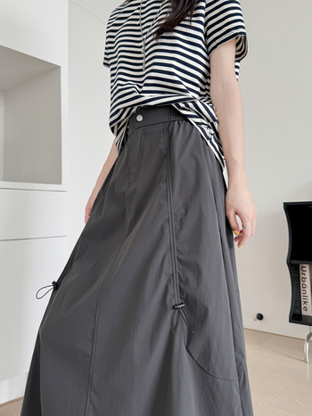 Overalls suknja, visokim strukom, pokriva bokove, srednja duljina, poliester-elastanska tkanina, casual japansko-korejski stil