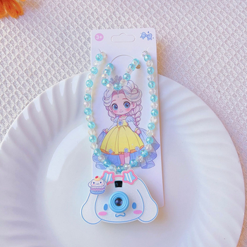 Vaikams skirti karikatūrų karoliai su akrilo pakabuku, rankų darbo, rutulinė grandinė