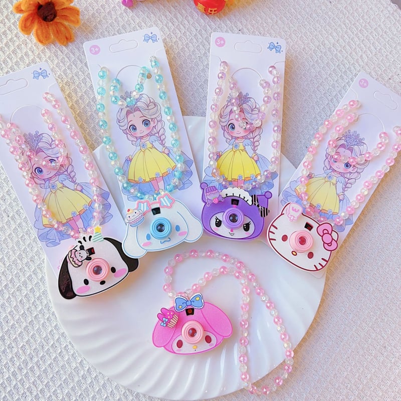 Vaikams skirti karikatūrų karoliai su akrilo pakabuku, rankų darbo, rutulinė grandinė