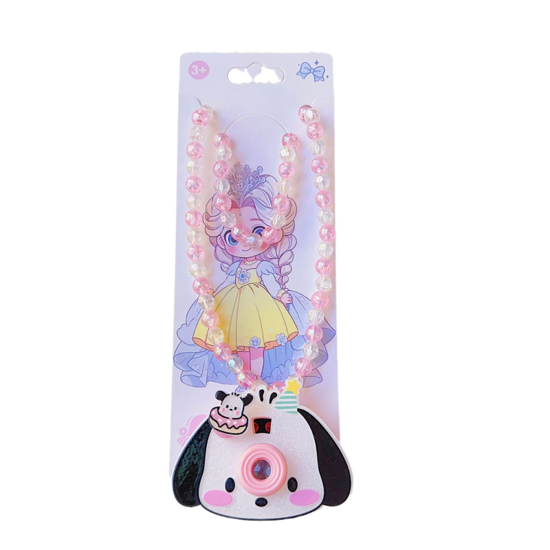 Vaikams skirti karikatūrų karoliai su akrilo pakabuku, rankų darbo, rutulinė grandinė