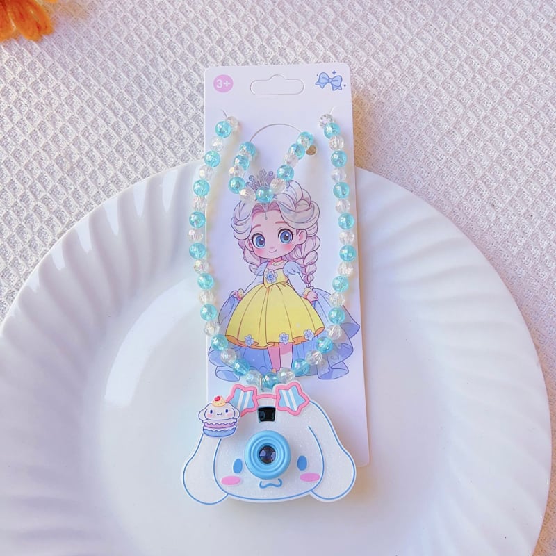 Vaikams skirti karikatūrų karoliai su akrilo pakabuku, rankų darbo, rutulinė grandinė