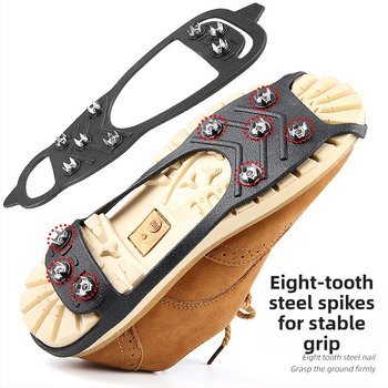 8-zubový protišmykový návlek na topánky na zimu na ľade a snehu; ľahko sa nasadzuje a sťahuje. Model 011, Feet Enlightenment (Materiál: TPE a kov; Štýl: protišmykový, bežné nosenie)