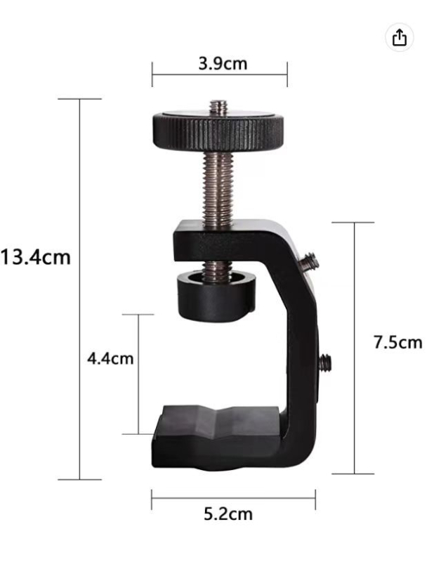 Univerzalni držač lampe s okruglom cijevi – Q-oblik višefunkcionalna fiksna stezaljka, C-oblik snažna stezaljka, metalni U-oblik stolni držač, model J021, aluminijska legura, maksimalno opterećenje do 2 kg