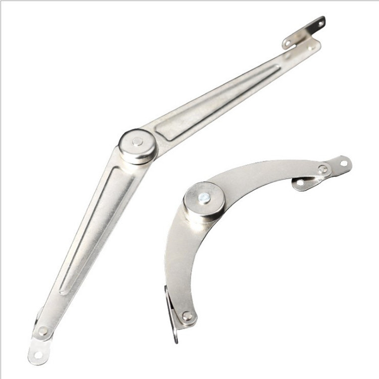 Rozsdamentes acélból készült szekrény-támasztó rúd, modell 512, bútorokhoz és hosszú dob támogatásához — modern, letisztult stílus; elektroplakolás, nikkelezés, stancolás, öntés