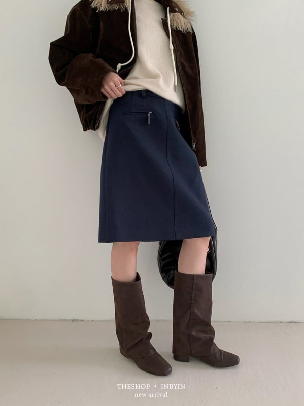 A-linijska vunena suknja, retro stil, visok pas, midi duljina, mješavina poliestera, viskoze i akrila