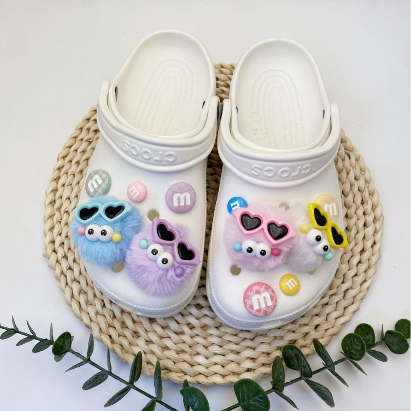 Crocs stil DIY dodatak za cipele: 3D pliš kuglica, odvojiva cvjetna kopča i kopča