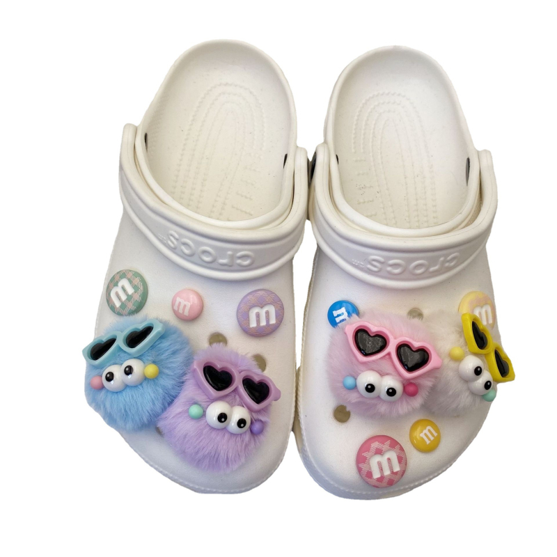 Crocs stil DIY dodatak za cipele: 3D pliš kuglica, odvojiva cvjetna kopča i kopča