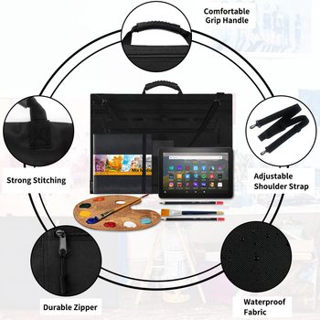 Чанта за артистично портфолио – голям капацитет за скици, 600D Oxford плат, устойчива на износване, унисекс, презрамка с въздушна подпора, за извънкласни занимания