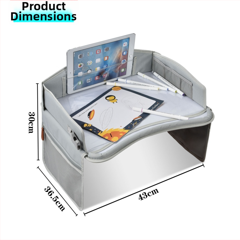 Detská autosedačková tácka na kreslenie, skladacia multifunkčná tabuľa, úložný priestor na hračky v aute, nepremokavá a ľahká, z Oxford materiálu