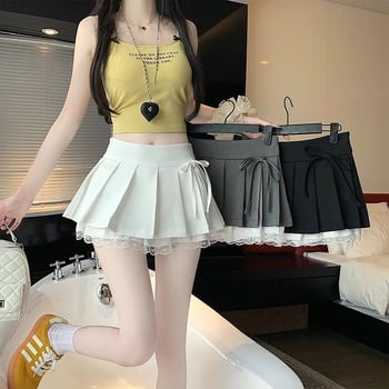 Плисирана мини пола от полиестер, съдържание на полиестер 30–50%, микроеластичност