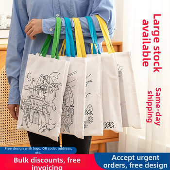 Taška z plátna na DIY maľovanie s vlastným logom; 8A 100% bavlna; UV digitálna tlač a sieťotlač; skladom + možnosť prispôsobenia