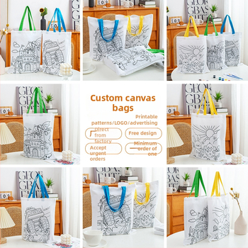 Taška z plátna na DIY maľovanie s vlastným logom; 8A 100% bavlna; UV digitálna tlač a sieťotlač; skladom + možnosť prispôsobenia
