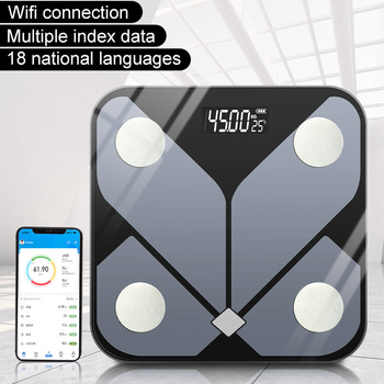 Bluetooth vaga za masnoću tijela, nosivost 180 kg, kaljeno staklo, 2-inčni zaslon, mjerenje postotka tjelesne masti i vode