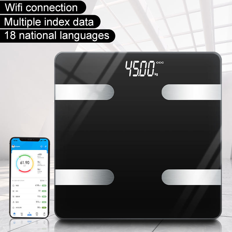 Bluetooth vaga za masnoću tijela, nosivost 180 kg, kaljeno staklo, 2-inčni zaslon, mjerenje postotka tjelesne masti i vode