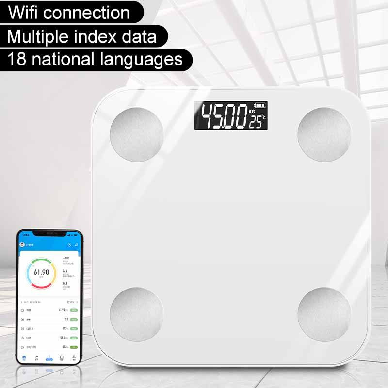 Bluetooth vaga za masnoću tijela, nosivost 180 kg, kaljeno staklo, 2-inčni zaslon, mjerenje postotka tjelesne masti i vode