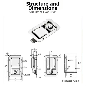 MS866-10 lacăt pentru cutie de unelte de camion, mâner plat, oțel inoxidabil, Costa; potrivit pentru șasiu, dulapuri și dulapuri electrice