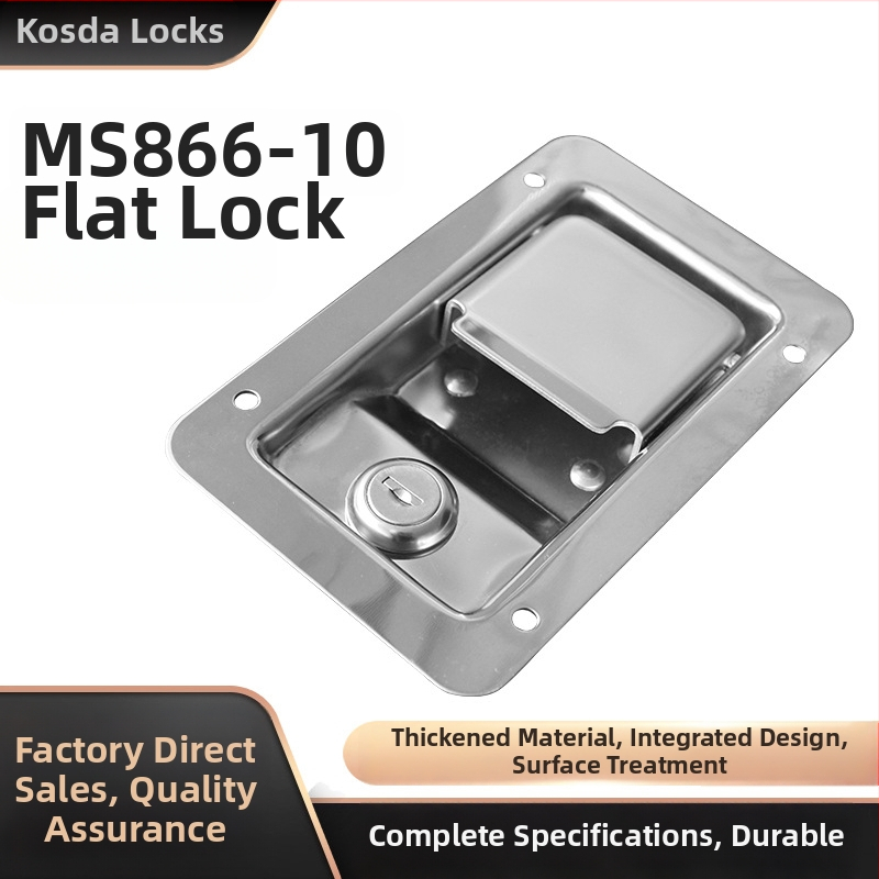 MS866-10 lacăt pentru cutie de unelte de camion, mâner plat, oțel inoxidabil, Costa; potrivit pentru șasiu, dulapuri și dulapuri electrice