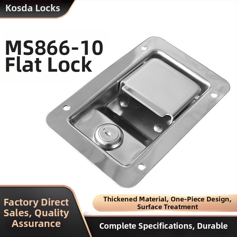 MS866-10 lacăt pentru cutie de unelte de camion, mâner plat, oțel inoxidabil, Costa; potrivit pentru șasiu, dulapuri și dulapuri electrice