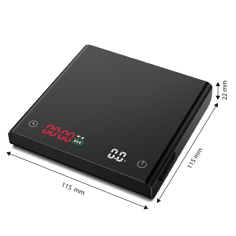 Умна везна за кафе – прецизност 2 кг/0,1 г, USB зареждане, електронно измерване, многофункционална, модел S012